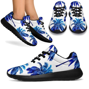 Blue Palm Tree Pattern Print Sport Shoes GearFrost