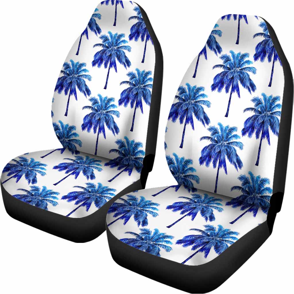 Blue Palm Tree Pattern Print Universal Fit Car Seat Covers