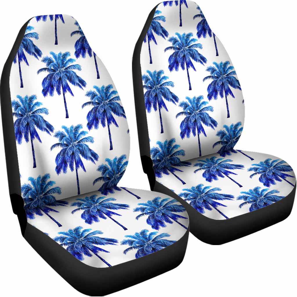 Blue Palm Tree Pattern Print Universal Fit Car Seat Covers