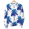 Blue Palm Tree Pattern Print Women's Crewneck Sweatshirt GearFrost