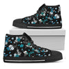 Blue Peony And Grey Rose Floral Print Black High Top Shoes