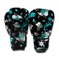 Blue Peony And Grey Rose Floral Print Boxing Gloves