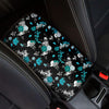 Blue Peony And Grey Rose Floral Print Car Center Console Cover