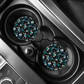 Blue Peony And Grey Rose Floral Print Car Coasters