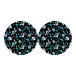 Blue Peony And Grey Rose Floral Print Car Coasters