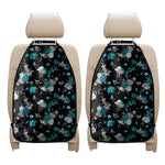Blue Peony And Grey Rose Floral Print Car Seat Organizers