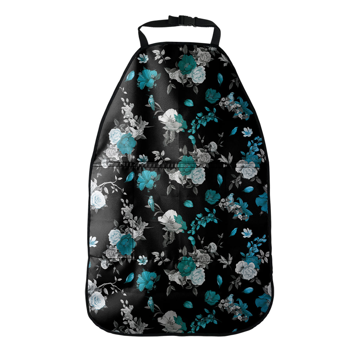 Blue Peony And Grey Rose Floral Print Car Seat Organizers