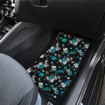 Blue Peony And Grey Rose Floral Print Front Car Floor Mats