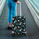 Blue Peony And Grey Rose Floral Print Luggage Cover