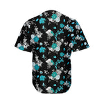 Blue Peony And Grey Rose Floral Print Men's Baseball Jersey