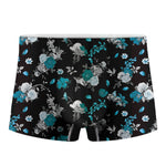 Blue Peony And Grey Rose Floral Print Men's Boxer Briefs