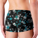 Blue Peony And Grey Rose Floral Print Men's Boxer Briefs