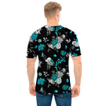 Blue Peony And Grey Rose Floral Print Men's T-Shirt