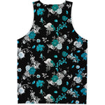 Blue Peony And Grey Rose Floral Print Men's Tank Top