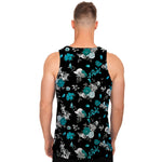 Blue Peony And Grey Rose Floral Print Men's Tank Top
