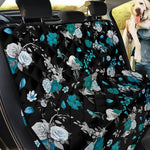 Blue Peony And Grey Rose Floral Print Pet Car Back Seat Cover