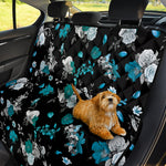 Blue Peony And Grey Rose Floral Print Pet Car Back Seat Cover