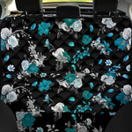 Blue Peony And Grey Rose Floral Print Pet Car Back Seat Cover