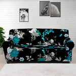 Blue Peony And Grey Rose Floral Print Sofa Cover
