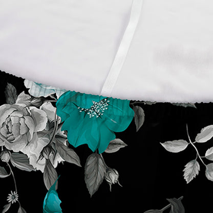 Blue Peony And Grey Rose Floral Print Sofa Cover
