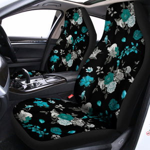 Blue Peony And Grey Rose Floral Print Universal Fit Car Seat Covers