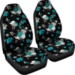 Blue Peony And Grey Rose Floral Print Universal Fit Car Seat Covers