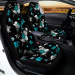 Blue Peony And Grey Rose Floral Print Universal Fit Car Seat Covers