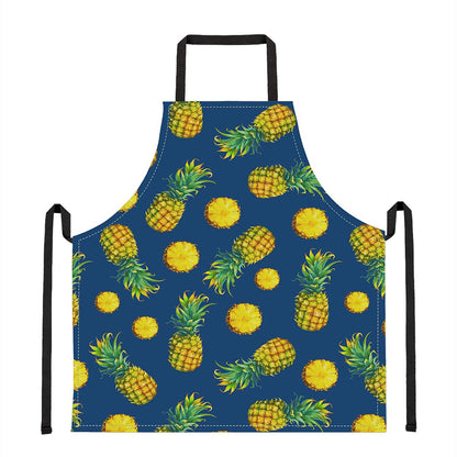 Blue Pineapple Pattern Print Apron