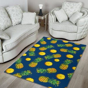 Blue Pineapple Pattern Print Area Rug GearFrost