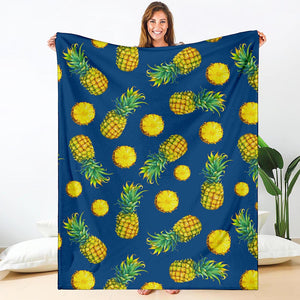 Blue Pineapple Pattern Print Blanket