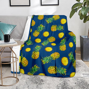 Blue Pineapple Pattern Print Blanket