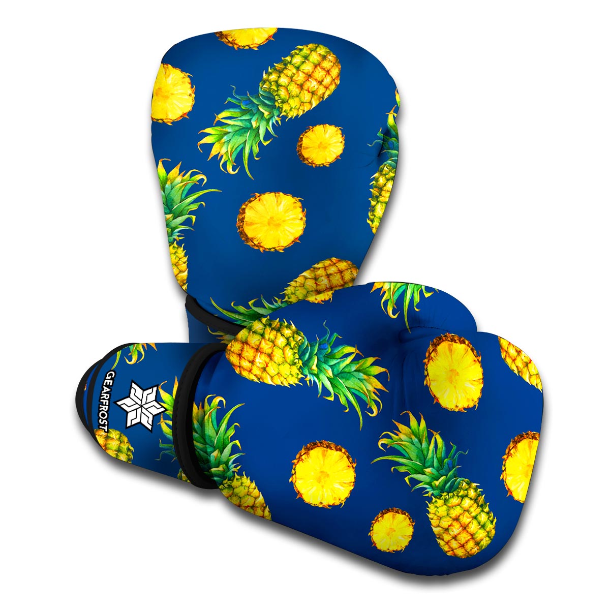 Blue Pineapple Pattern Print Boxing Gloves