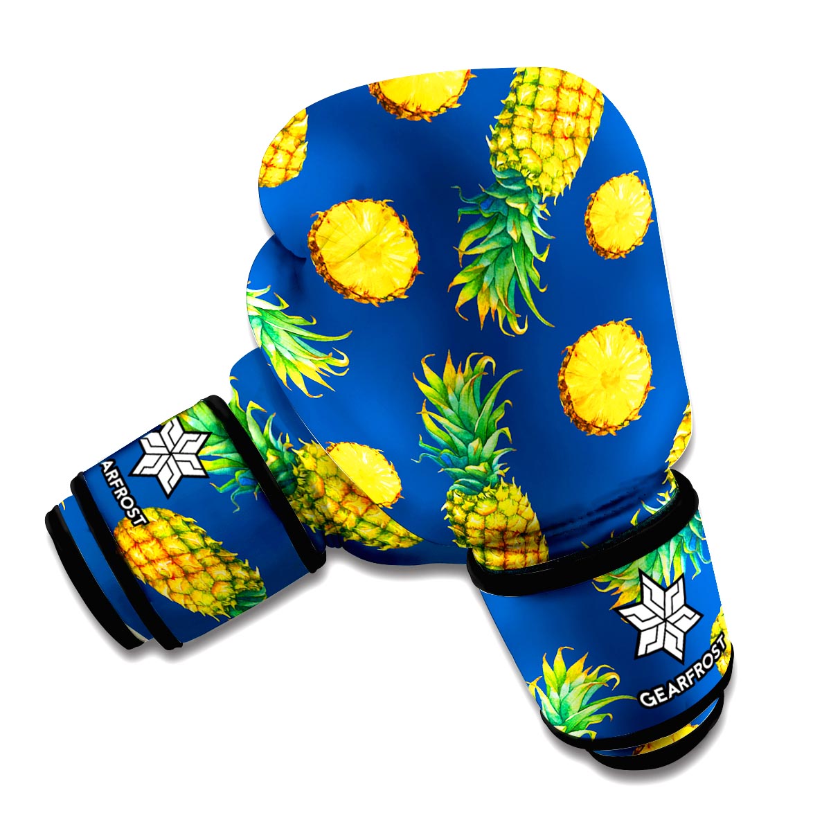 Blue Pineapple Pattern Print Boxing Gloves
