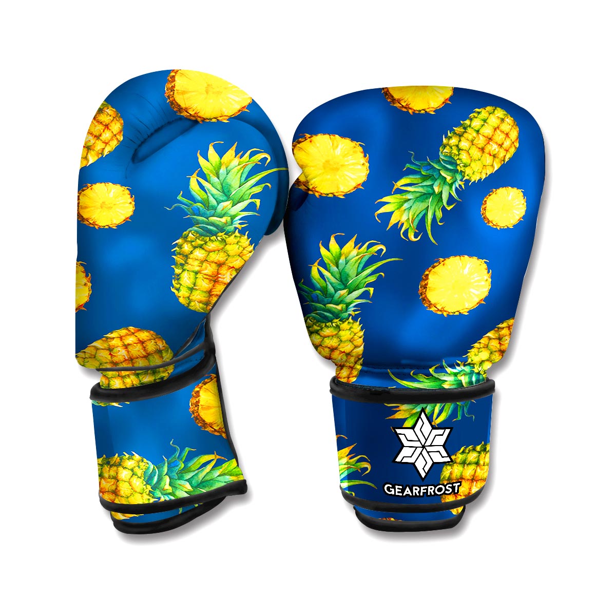 Blue Pineapple Pattern Print Boxing Gloves
