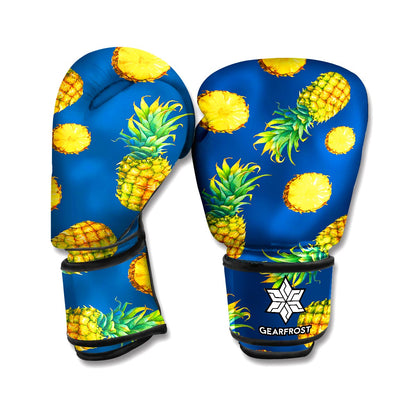 Blue Pineapple Pattern Print Boxing Gloves