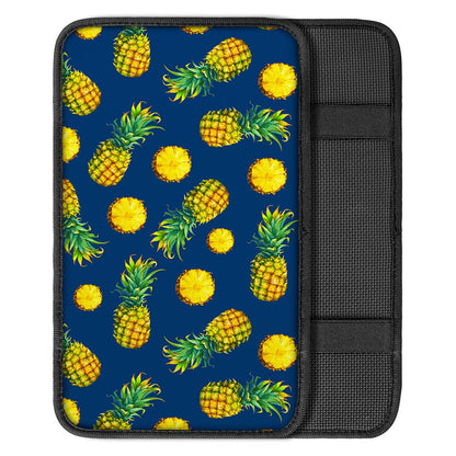 Blue Pineapple Pattern Print Car Center Console Cover