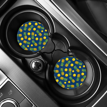 Blue Pineapple Pattern Print Car Coasters