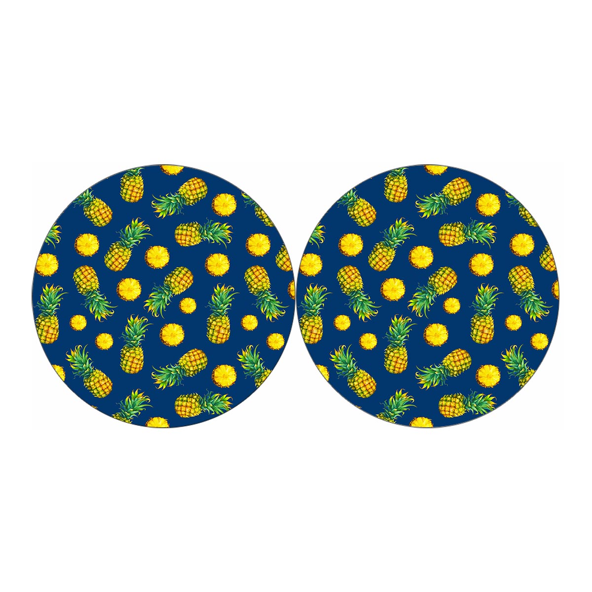 Blue Pineapple Pattern Print Car Coasters