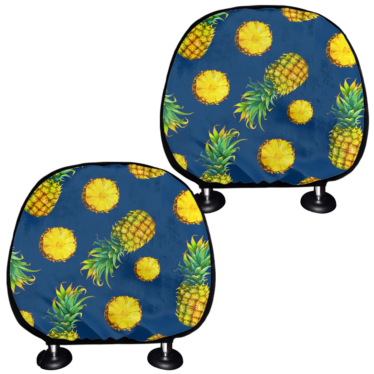 Blue Pineapple Pattern Print Car Headrest Covers