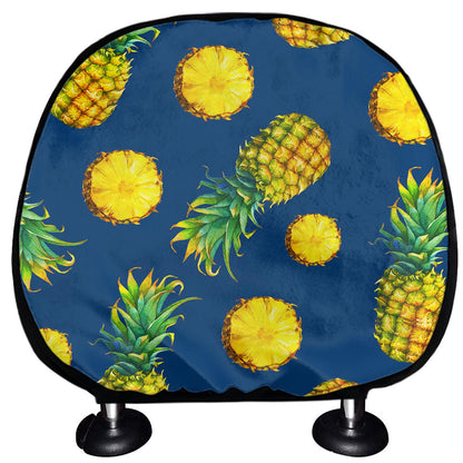 Blue Pineapple Pattern Print Car Headrest Covers