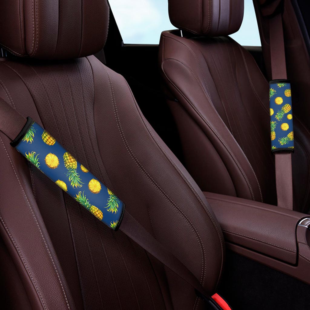 Blue Pineapple Pattern Print Car Seat Belt Covers