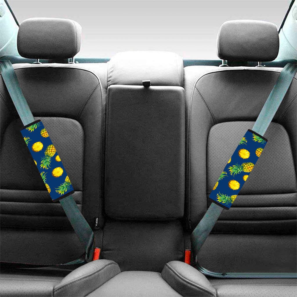 Blue Pineapple Pattern Print Car Seat Belt Covers