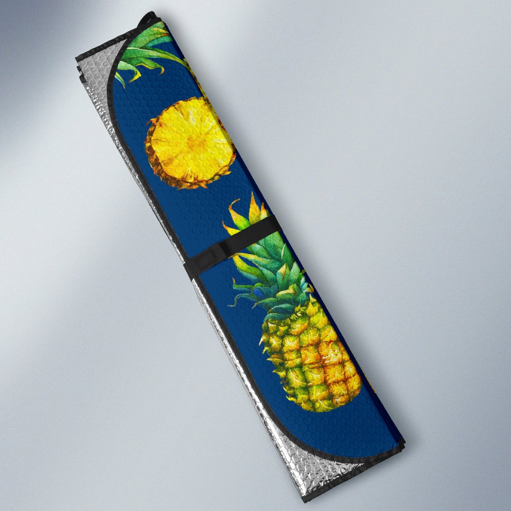 Blue Pineapple Pattern Print Car Sun Shade GearFrost