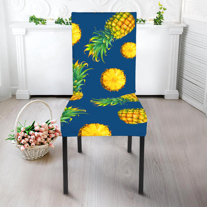 Blue Pineapple Pattern Print Dining Chair Slipcover