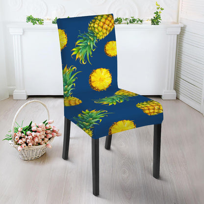 Blue Pineapple Pattern Print Dining Chair Slipcover