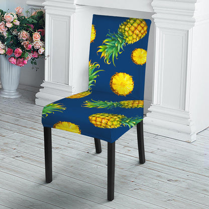 Blue Pineapple Pattern Print Dining Chair Slipcover