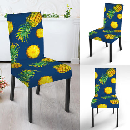 Blue Pineapple Pattern Print Dining Chair Slipcover
