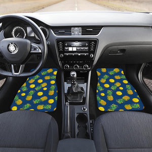 Blue Pineapple Pattern Print Front and Back Car Floor Mats