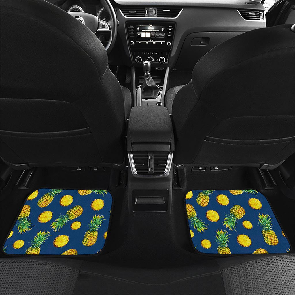 Blue Pineapple Pattern Print Front and Back Car Floor Mats