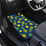 Blue Pineapple Pattern Print Front and Back Car Floor Mats